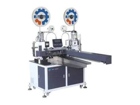 Máy ép dập đầu cos hai đầu và mạ thiếc một đầu tự động cho cáp dẹt